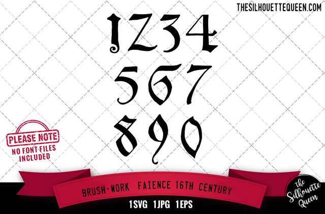 Brush Work Faience.16th Century numerals SVG Loveleen Kaur 