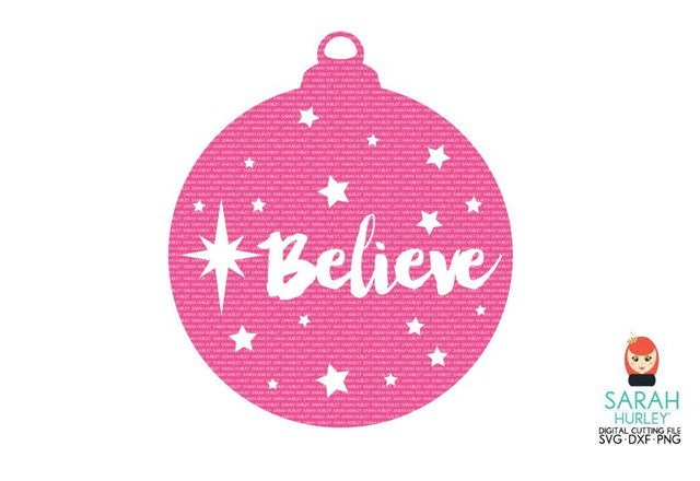 Brushstroke Believe Bauble SVG Sarah Hurley 