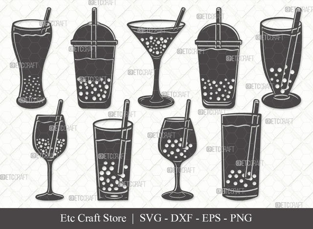 Bubble Tea Silhouette SVG Cut File | Boba Tea Svg | Bubble Milk Tea Svg | Pearl Milk Tea Svg | Colorful Bubble Tea Svg | Kawaii Bubble Bundle | Eps | Dxf | Png SVG ETC Craft 