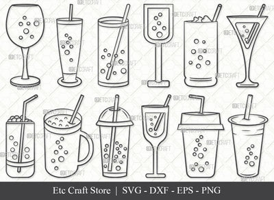 Bubble Tea SVG, Tea Outline, Tea Svg, Bubble Svg, Tea Lover Svg, Boba Tea Svg, Milk Tea Svg, Coffee Svg, Bubble Tea Bundle SVG ETC Craft 