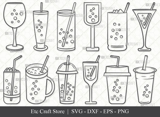 Bubble Tea SVG, Tea Outline, Tea Svg, Bubble Svg, Tea Lover Svg, Boba Tea Svg, Milk Tea Svg, Coffee Svg, Bubble Tea Bundle SVG ETC Craft 