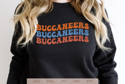 Buccaneers Groovy Vintage Wavy Design SVG DXF JPG PNG EPS | School Team Spirit | Team Shirt Sublimation SVG Nanda Bayu 
