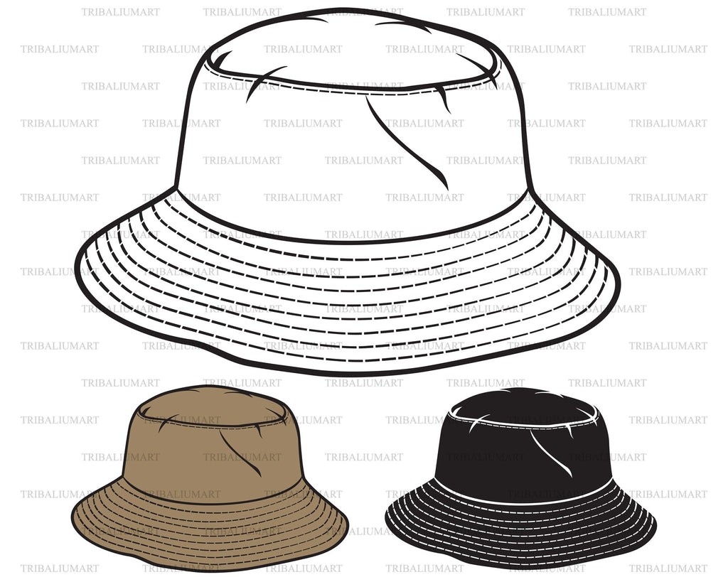 Bucket hat. Cut files for Cricut. Clip Art silhouette (eps, svg, pdf ...