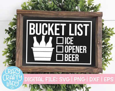 Bucket List | Funny Alcohol SVG Cut File SVG Crazy Crafty Lady Co. 