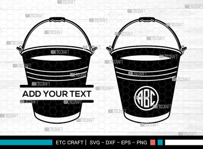 Bucket Monogram SVG, Water Bucket Svg, Cleaning Bucket Svg, Split Monogram Svg, Bucket Outline Svg, Bucket Svg SVG ETC Craft 