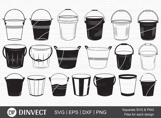 Bucket SVG, Bucket vector, Bucket icon, Bucket cut file, cut file, for silhouette, svg, Bucket eps, Bucket dxf, Bucket png, Vector, Silhouette Studio, Cutting Machine, Cameo, Vinyl Designs, Iron On Decals, Digital File, Instant Download SVG Dinvect 