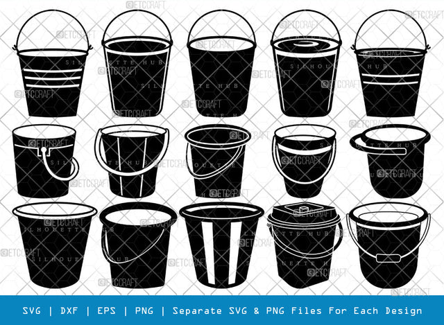 Bucket SVG Cut Files | Bucket Silhouette | Water Bucket Svg | Cleaning Bucket Svg | Bin Bucket Svg | Bucket Icon Svg | Bucket Bundle SVG ETC Craft 