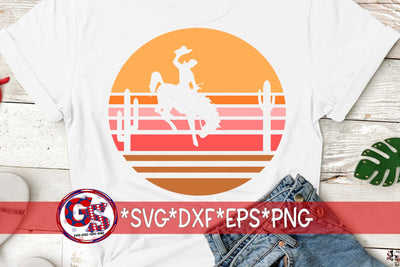 Bucking Horse Sunset SVG DXF EPS PNG SVG Greedy Stitches 