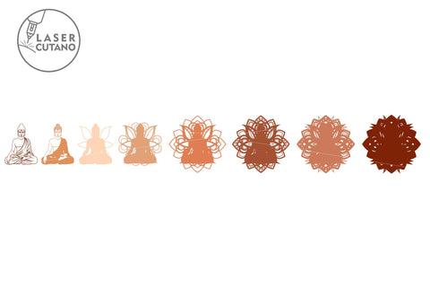 Buddha Mandala Multilayer Laser Cut File, Mandala, Round Sign SVG, 3D Designs SVG LaserCutano 