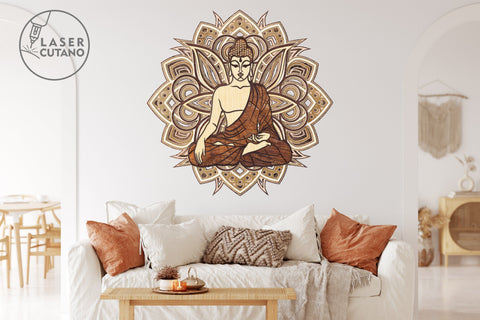 Buddha Mandala Multilayer Laser Cut File, Mandala, Round Sign SVG, 3D Designs SVG LaserCutano 