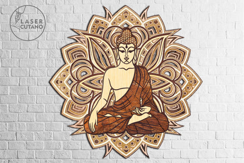 Buddha Mandala Multilayer Laser Cut File, Mandala, Round Sign SVG, 3D Designs SVG LaserCutano 