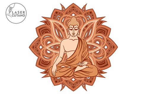 Buddha Mandala Multilayer Laser Cut File, Mandala, Round Sign SVG, 3D Designs SVG LaserCutano 