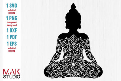 Buddha mandala svg, Buddha mandala dxf, Buddha cut file, Buddha svg, Buddha clipart, Buddhism svg SVG MAKStudion 