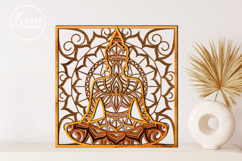 BUDDHA, Meditation, Yoga, Religious, Spiritual, Lotus Multilayer Laser Cut Files, Mandala, SVG, 3D Designs, SVG LaserCutano 