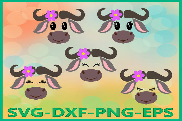 Buffalo Face SVG, Buffalo with Flower SVG AlexSVGStudio 