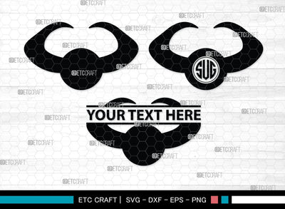 Buffalo Horn Monogram, Buffalo Horn Silhouette, Buffalo Horn SVG, Horn Svg, Horns Svg, Animal Horns Svg, SB00342 SVG ETC Craft 