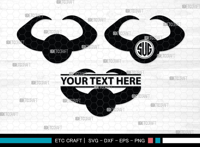 Buffalo Horn Monogram, Buffalo Horn Silhouette, Buffalo Horn SVG, Horn Svg, Horns Svg, Animal Horns Svg, SB00342 SVG ETC Craft 