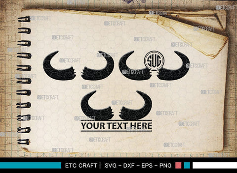 Buffalo Horn Monogram, Buffalo Horn Silhouette, Buffalo Horn SVG, Horn Svg, Horns Svg, Animal Horns Svg, SB00342 SVG ETC Craft 