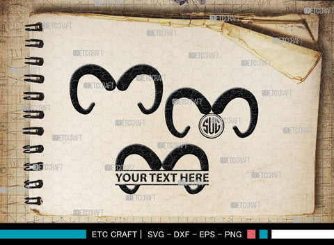 Buffalo Horn Monogram, Buffalo Horn Silhouette, Buffalo Horn SVG, Horn Svg, Horns Svg, Animal Horns Svg, SB00342 SVG ETC Craft 