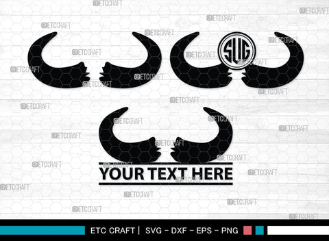 Buffalo Horn Monogram, Buffalo Horn Silhouette, Buffalo Horn SVG, Horn Svg, Horns Svg, Animal Horns Svg, SB00342 SVG ETC Craft 