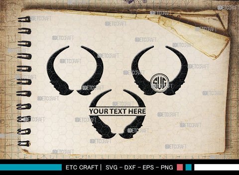 Buffalo Horn Monogram, Buffalo Horn Silhouette, Buffalo Horn SVG, Horn Svg, Horns Svg, Animal Horns Svg, SB00342 SVG ETC Craft 