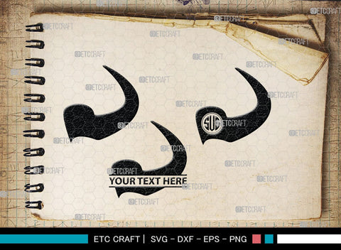 Buffalo Horn Monogram, Buffalo Horn Silhouette, Buffalo Horn SVG, Horn Svg, Horns Svg, Animal Horns Svg, SB00342 SVG ETC Craft 