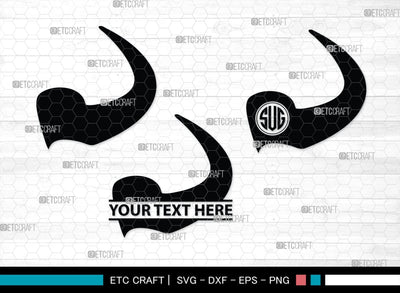 Buffalo Horn Monogram, Buffalo Horn Silhouette, Buffalo Horn SVG, Horn Svg, Horns Svg, Animal Horns Svg, SB00342 SVG ETC Craft 