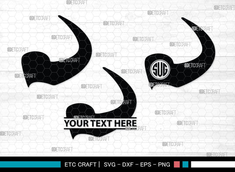 Buffalo Horn Monogram, Buffalo Horn Silhouette, Buffalo Horn SVG, Horn Svg, Horns Svg, Animal Horns Svg, SB00342 SVG ETC Craft 