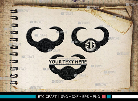 Buffalo Horn Monogram, Buffalo Horn Silhouette, Buffalo Horn SVG, Horn Svg, Horns Svg, Animal Horns Svg, SB00342 SVG ETC Craft 