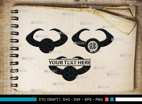 Buffalo Horn Monogram, Buffalo Horn Silhouette, Buffalo Horn SVG, Horn Svg, Horns Svg, Animal Horns Svg, SB00342 SVG ETC Craft 