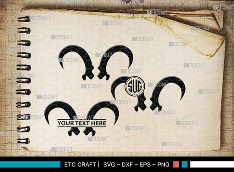 Buffalo Horn Monogram, Buffalo Horn Silhouette, Buffalo Horn SVG, Horn Svg, Horns Svg, Animal Horns Svg, SB00342 SVG ETC Craft 