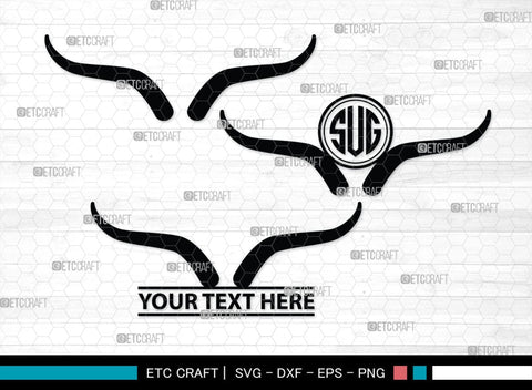 Buffalo Horn Monogram, Buffalo Horn Silhouette, Buffalo Horn SVG, Horn Svg, Horns Svg, Animal Horns Svg, SB00342 SVG ETC Craft 