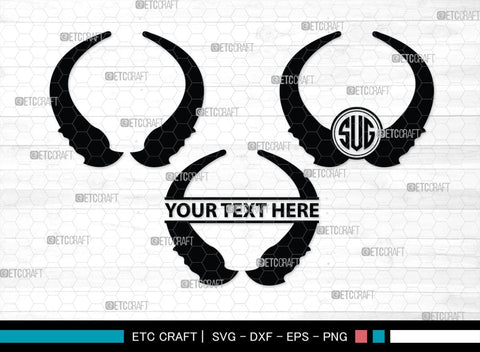 Buffalo Horn Monogram, Buffalo Horn Silhouette, Buffalo Horn SVG, Horn Svg, Horns Svg, Animal Horns Svg, SB00342 SVG ETC Craft 