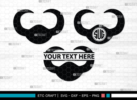 Buffalo Horn Monogram, Buffalo Horn Silhouette, Buffalo Horn SVG, Horn Svg, Horns Svg, Animal Horns Svg, SB00342 SVG ETC Craft 