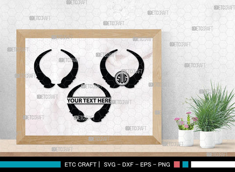 Buffalo Horn Monogram, Buffalo Horn Silhouette, Buffalo Horn SVG, Horn Svg, Horns Svg, Animal Horns Svg, SB00342 SVG ETC Craft 