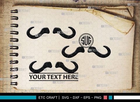 Buffalo Horn Monogram, Buffalo Horn Silhouette, Buffalo Horn SVG, Horn Svg, Horns Svg, Animal Horns Svg, SB00342 SVG ETC Craft 