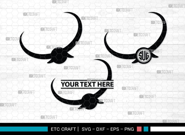 Buffalo Horn Monogram, Buffalo Horn Silhouette, Buffalo Horn SVG, Horn Svg, Horns Svg, Animal Horns Svg, SB00342 SVG ETC Craft 