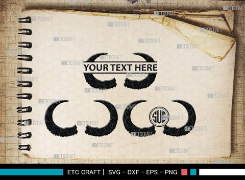 Buffalo Horn Monogram, Buffalo Horn Silhouette, Buffalo Horn SVG, Horn Svg, Horns Svg, Animal Horns Svg, SB00342 SVG ETC Craft 