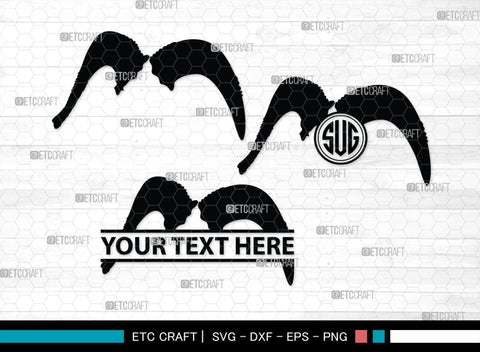Buffalo Horn Monogram, Buffalo Horn Silhouette, Buffalo Horn SVG, Horn Svg, Horns Svg, Animal Horns Svg, SB00342 SVG ETC Craft 