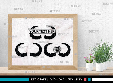 Buffalo Horn Monogram, Buffalo Horn Silhouette, Buffalo Horn SVG, Horn Svg, Horns Svg, Animal Horns Svg, SB00342 SVG ETC Craft 
