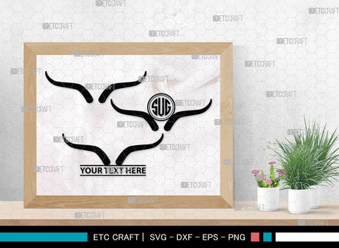 Buffalo Horn Monogram, Buffalo Horn Silhouette, Buffalo Horn SVG, Horn Svg, Horns Svg, Animal Horns Svg, SB00342 SVG ETC Craft 