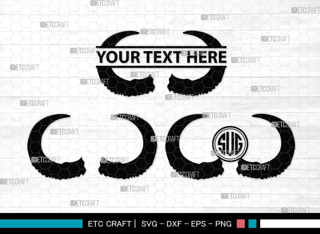 Buffalo Horn Monogram, Buffalo Horn Silhouette, Buffalo Horn SVG, Horn Svg, Horns Svg, Animal Horns Svg, SB00342 SVG ETC Craft 