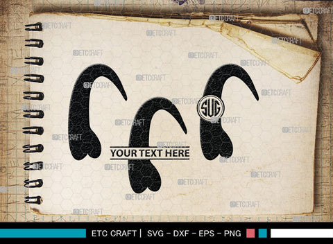 Buffalo Horn Monogram, Buffalo Horn Silhouette, Buffalo Horn SVG, Horn Svg, Horns Svg, Animal Horns Svg, SB00342 SVG ETC Craft 