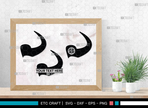 Buffalo Horn Monogram, Buffalo Horn Silhouette, Buffalo Horn SVG, Horn Svg, Horns Svg, Animal Horns Svg, SB00342 SVG ETC Craft 