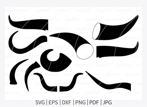 Buffalo horn svg, Drinking horn, Buffalo svg, Horn svg, Buffalo horns clipart, Devil Horn Silhouette, Horns icons vector, Bull Skull SVG Dinvect 
