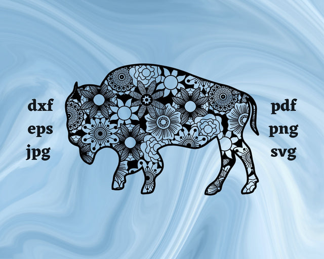 Buffalo Mandala SVG Cut File SVG Northern Light SVG 