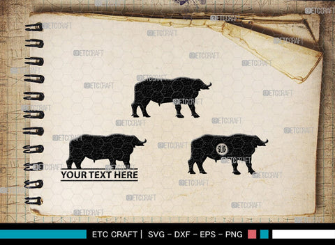 Buffalo Monogram, Buffalo Silhouette, Buffalo SVG, Bull Rider Svg, Bison Svg, Animal Svg, SB00231 SVG ETC Craft 