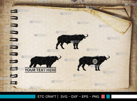 Buffalo Monogram, Buffalo Silhouette, Buffalo SVG, Bull Rider Svg, Bison Svg, Animal Svg, SB00231 SVG ETC Craft 