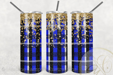 Buffalo Plaid 20oz Skinny Tumbler Sublimation / Blue Plaid/ Christmas Plaid Sublimation Marlene Campos 