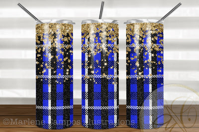 Buffalo Plaid 20oz Skinny Tumbler Sublimation / Blue Plaid/ Christmas Plaid Sublimation Marlene Campos 
